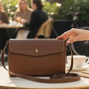 Vannucci Florence Brown Leather Crossbody Bag Made in Italy Vintage Envelope